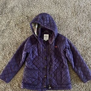 Mini Boden Purple Quilted Kids Jacket with Snap on Hood